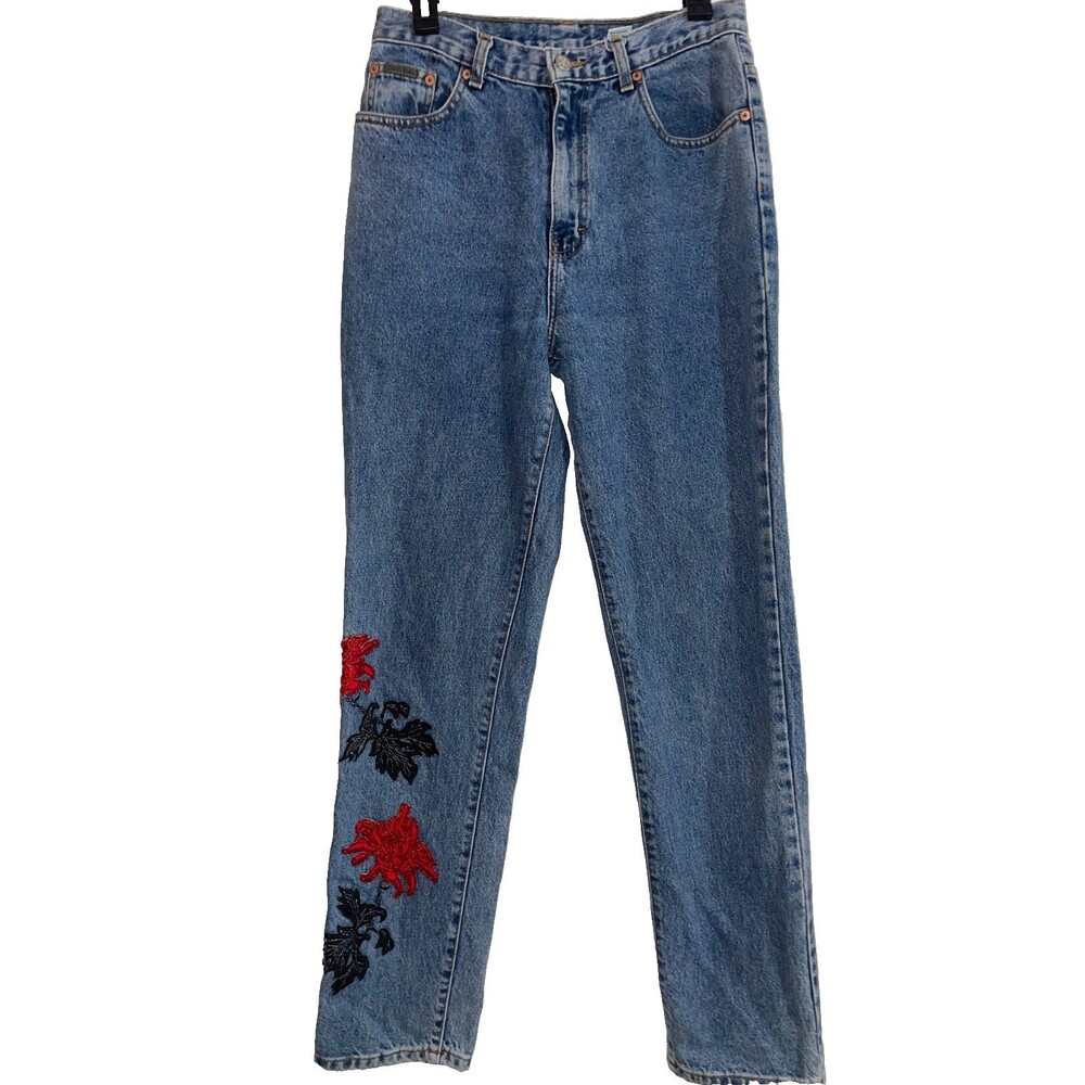 Calvin Klein Women’s Vintage Embellished Straight Jeans size 10 Made in USA